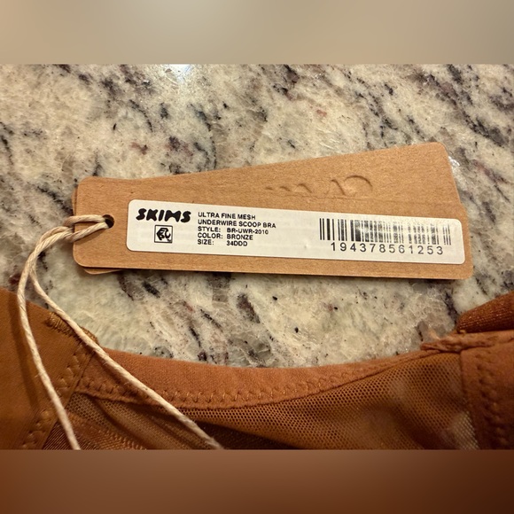 NWT SKIMS Ultra Fine Mesh Underwire Scoop Bra in bronze 34DDD - Picture 6 of 6